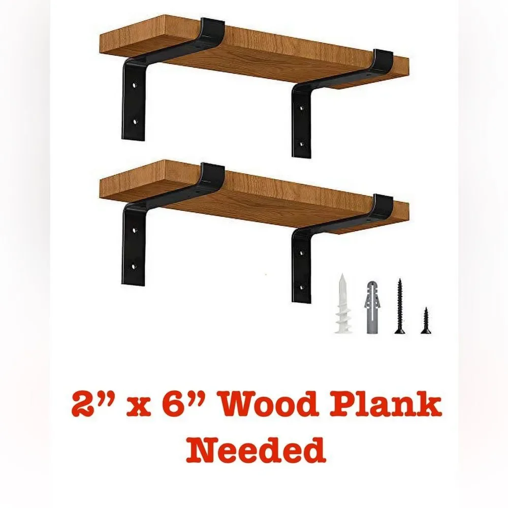 2”x6” Metal Support Bracket HEAVY Black Steel for DIY SHELF Mantle Rustic Decor